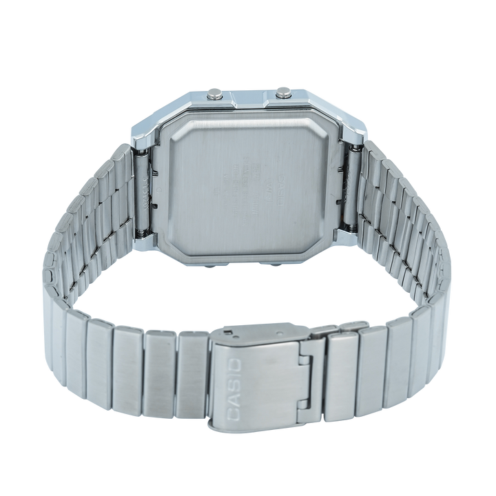 Jam Tangan Casio Vintage A130WE-7A Unisex Digital Dial Stainless Steel Strap