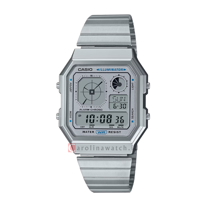 Jam Tangan Casio Vintage A130WE-7A Unisex Digital Dial Stainless Steel Strap