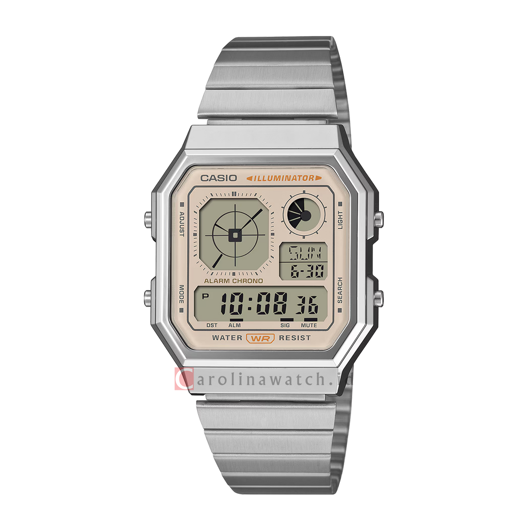 Jam Tangan Casio Vintage A130WE-9A Unisex Digital Dial Stainless Steel Strap