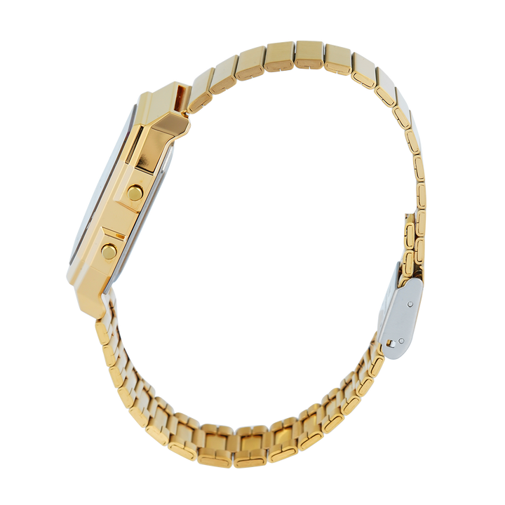 Jam Tangan Casio Vintage A130WEG-9A Unisex Digital Dial Gold Stainless Steel Strap
