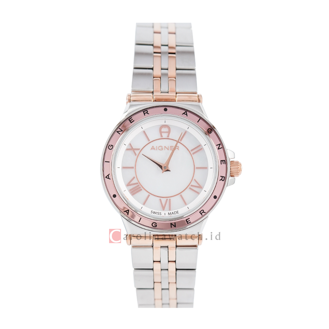 Jam Tangan AIGNER A141212 Women White Dial Dual Tone Stainless Steel Strap