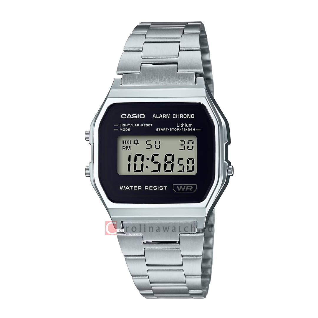 Jam Tangan Casio Vintage A158WEA-1D Unisex Digital Dial Stainless Steel Band