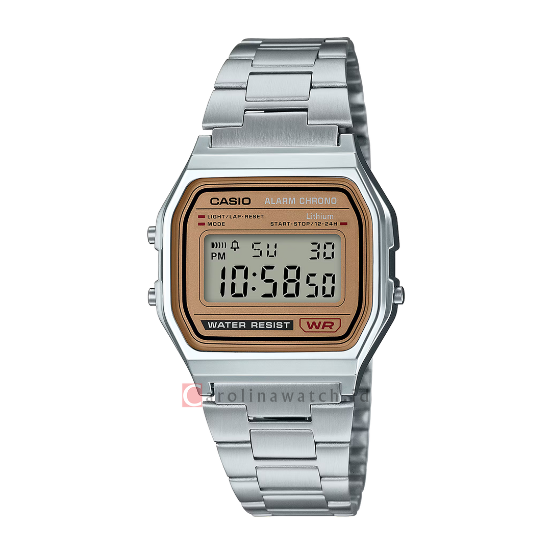 Jam Tangan Casio Vintage A158WEA-9D Unisex Digital Dial Stainless Steel Band