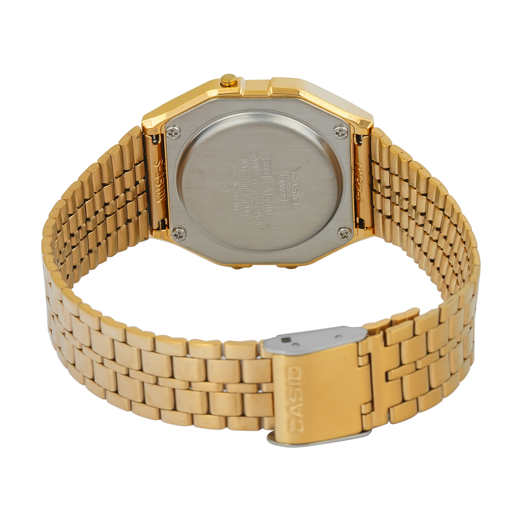 Jam Tangan Casio Vintage A158WEGV-9A Unisex Digital Dial Gold Stainless Steel Strap