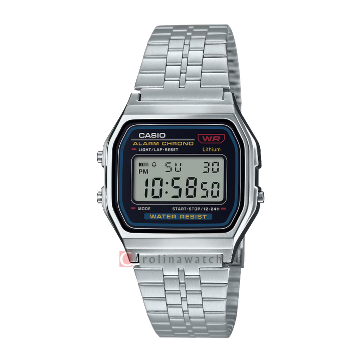 Jam Tangan Casio General A159W-N1 Men Digital Dial Stainless Steel Strap