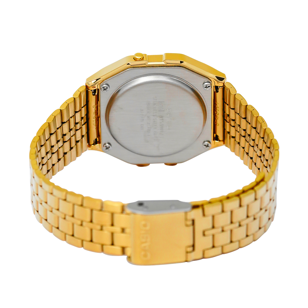 Jam Tangan Casio Vintage A159WGEA-1D Women Retro Digital Dial Gold Tone Stainless Steel Band