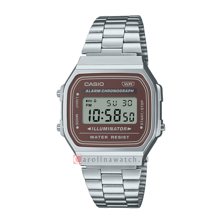 Jam Tangan Casio General A168WA-5AY Unisex Digital Dial Stainless Steel Band