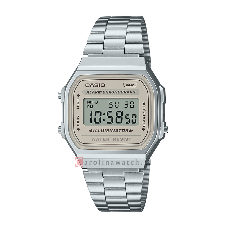 Jam Tangan Casio General A168WA-8AY Unisex Retro Digital Dial Stainless Steel Strap