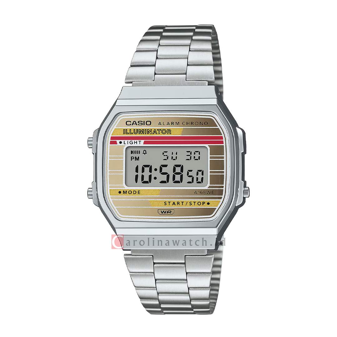 Jam Tangan Casio Vintage A168WEHA-9A Unisex Digital Dial Stainless Steel Band