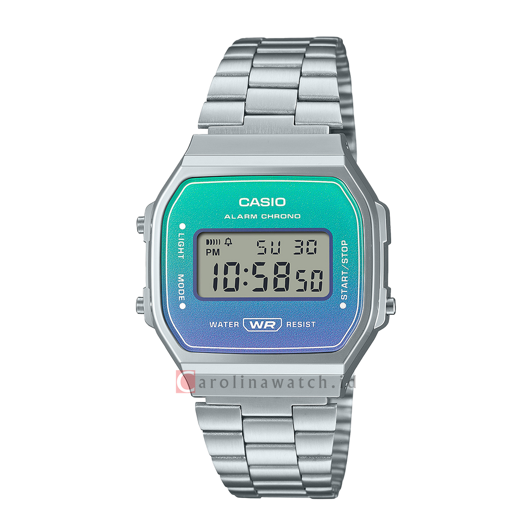 Jam Tangan Casio General A168WER-2A Unisex Digital Dial Stainless Steel Band