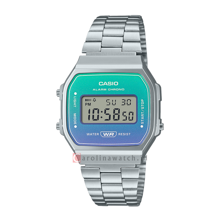 Jam Tangan Casio General A168WER-2A Unisex Digital Dial Stainless Steel Band