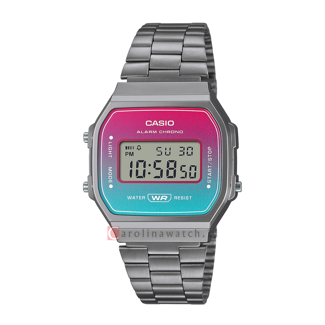 Jam Tangan Casio General A168WERB-2A Unisex Digital Dial Stainless Steel Band