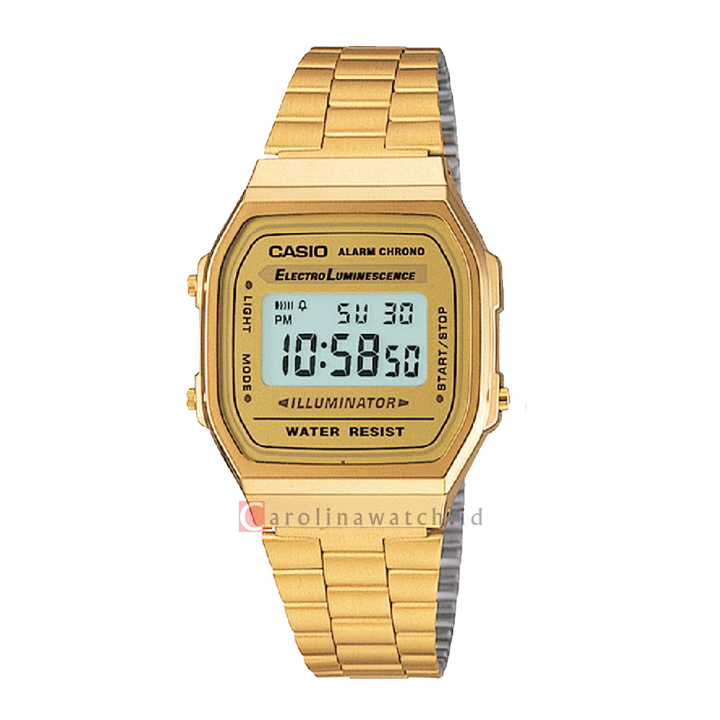 Jam Tangan CASIO Vintage A168WG-9W Unisex Digital Dial Gold Stainless Steel Band