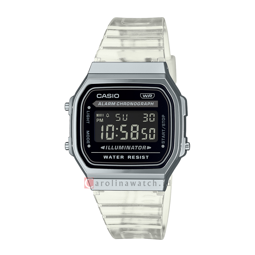 Jam Tangan Casio General A168XES-1B Unisex Digital Dial White Transparent Resin Band