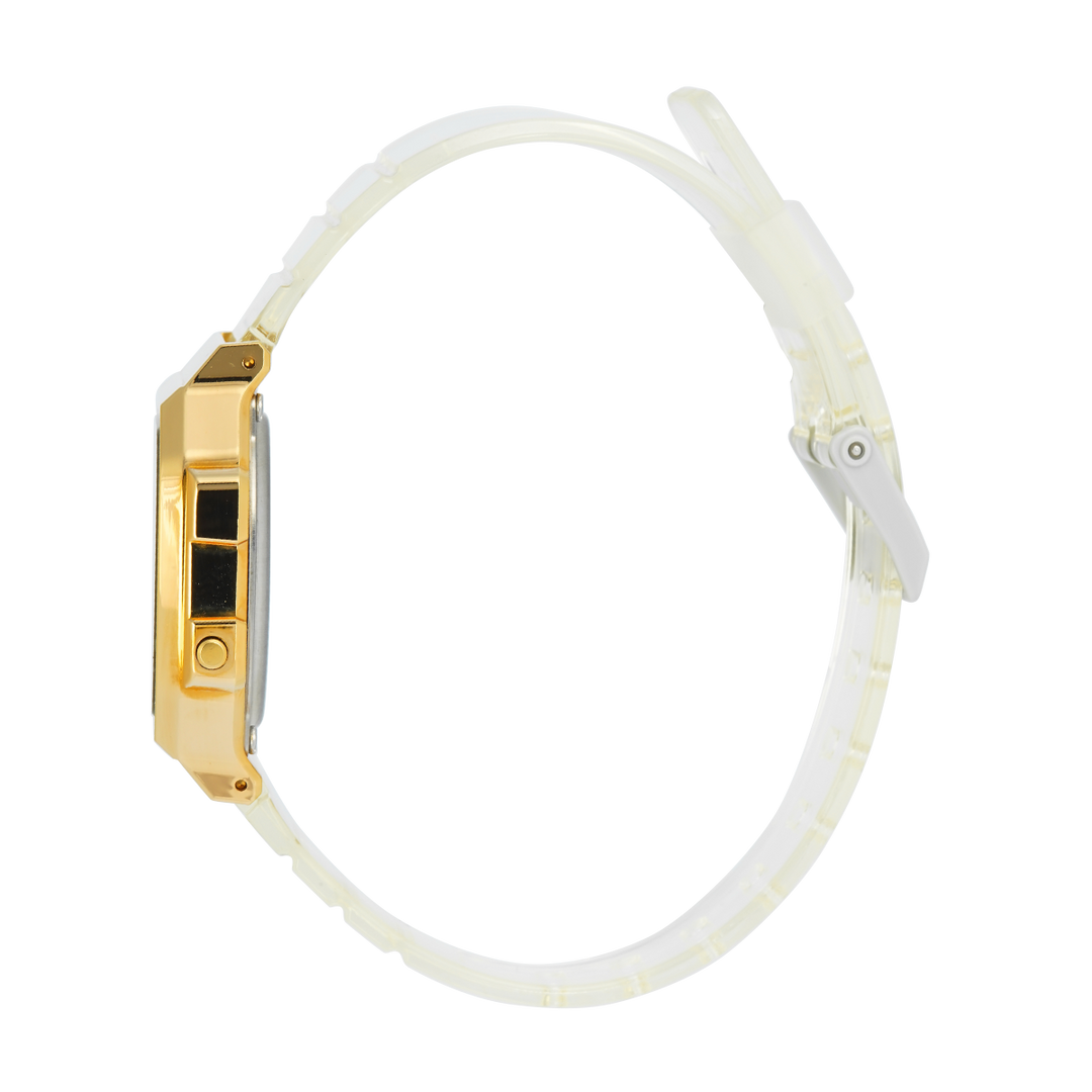 Jam Tangan Casio Vintage A168XESG-9A Unisex Digital Dial Transparent Resin Band