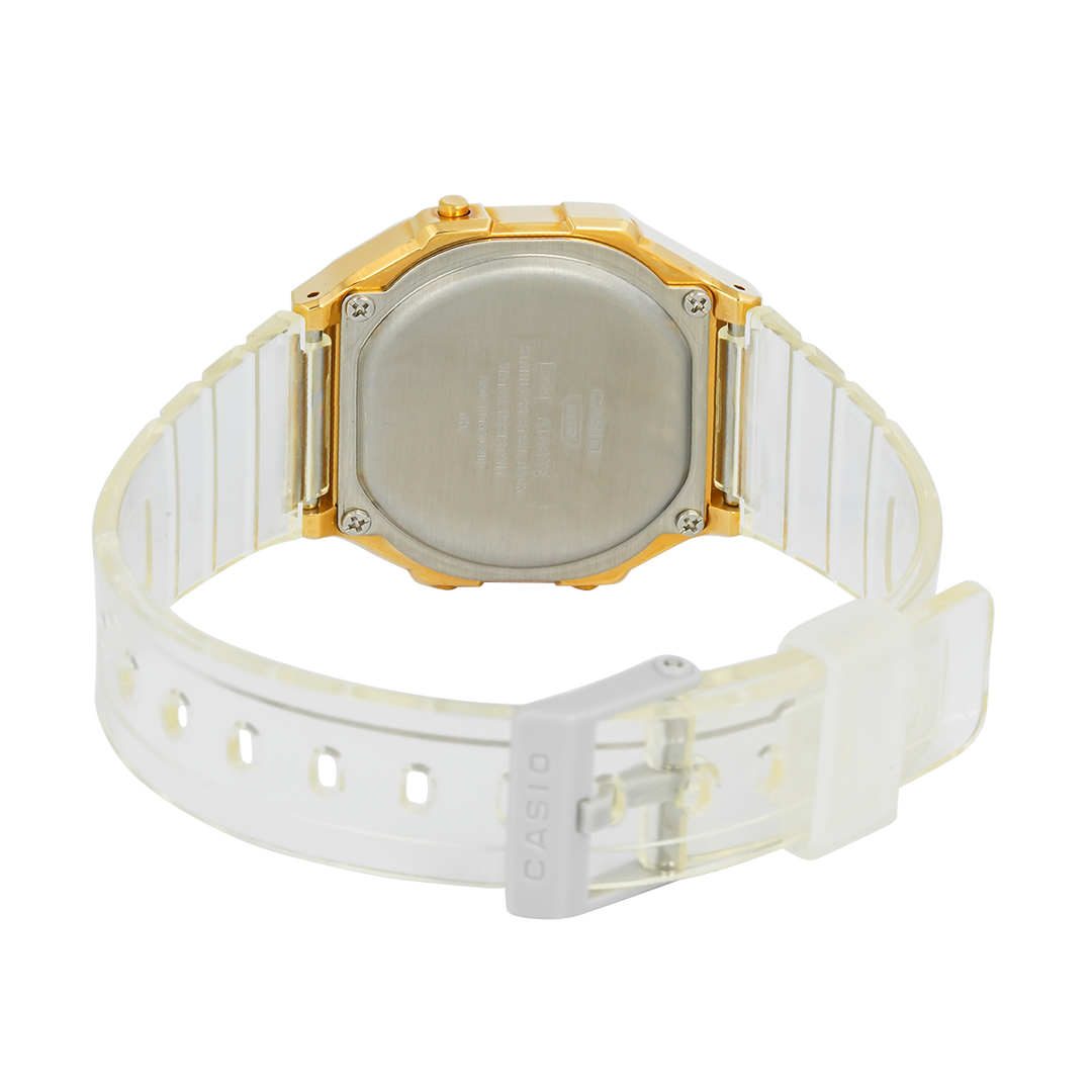 Jam Tangan Casio Vintage A168XESG-9A Unisex Digital Dial Transparent Resin Band