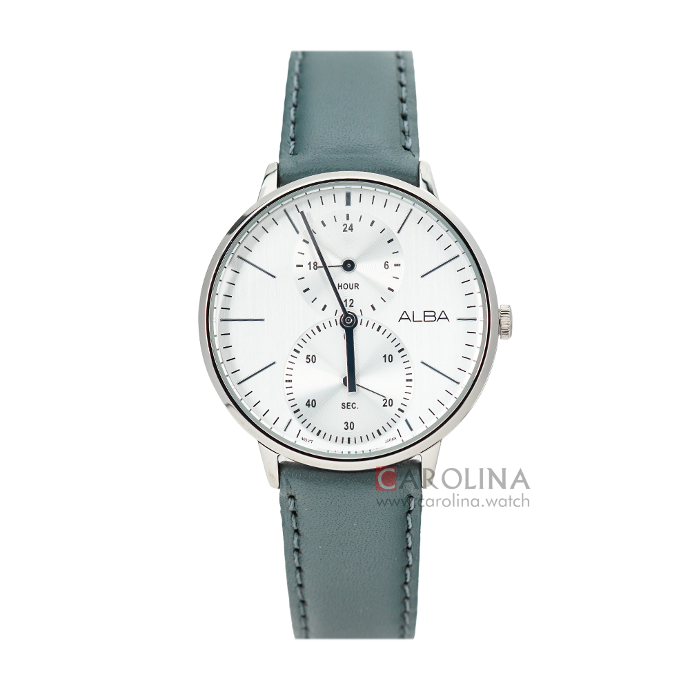 Jam Tangan ALBA Prestige A3A011X1 Men Silver Dial Grey Leather Strap