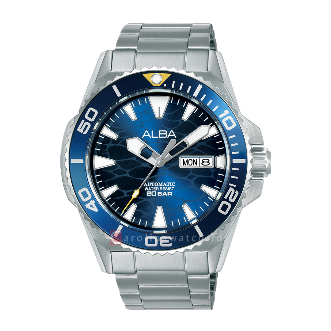 Jam Tangan ALBA Automatic A3B021X1 Men Blue Dial Stainless Steel Strap