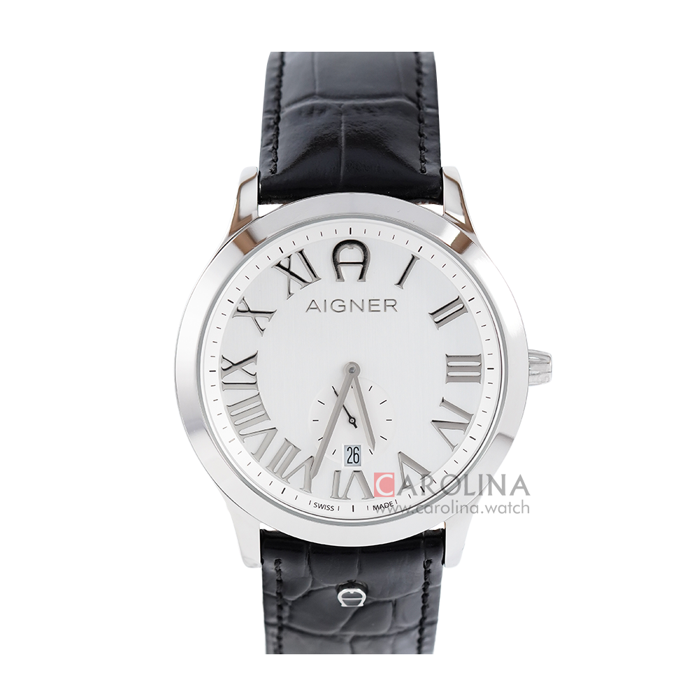 Jam Tangan AIGNER Treviso A44123 Men White Dial Black Leather Strap