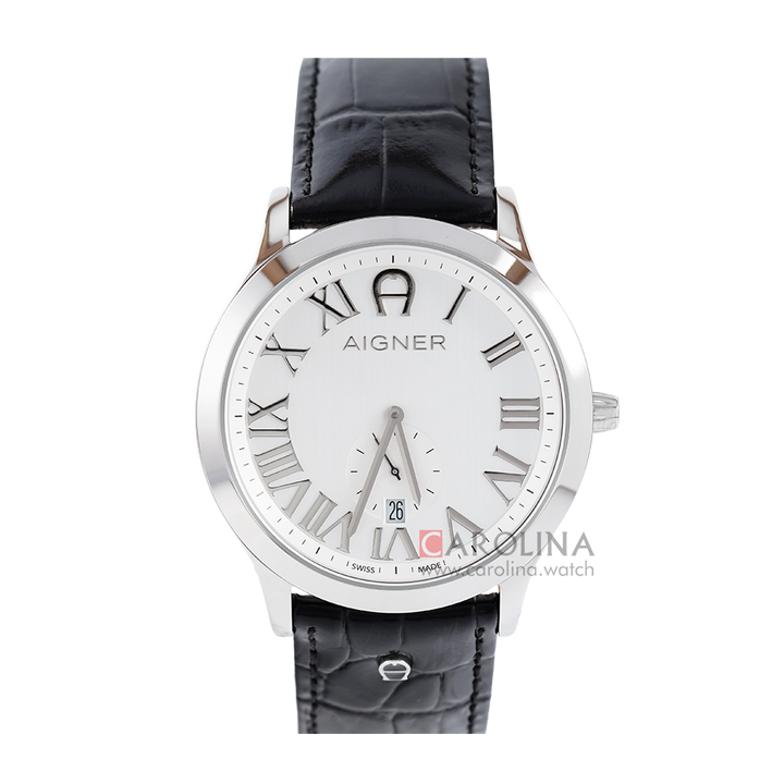 Jam Tangan AIGNER Treviso A44123 Men White Dial Black Leather Strap