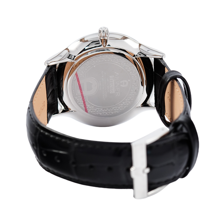 Jam Tangan AIGNER Treviso A44123 Men White Dial Black Leather Strap