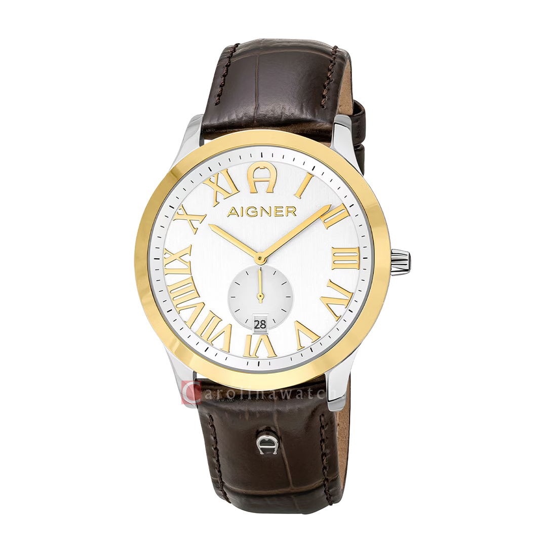 Jam Tangan AIGNER Treviso A44124 Men White Dial Black Leather Strap