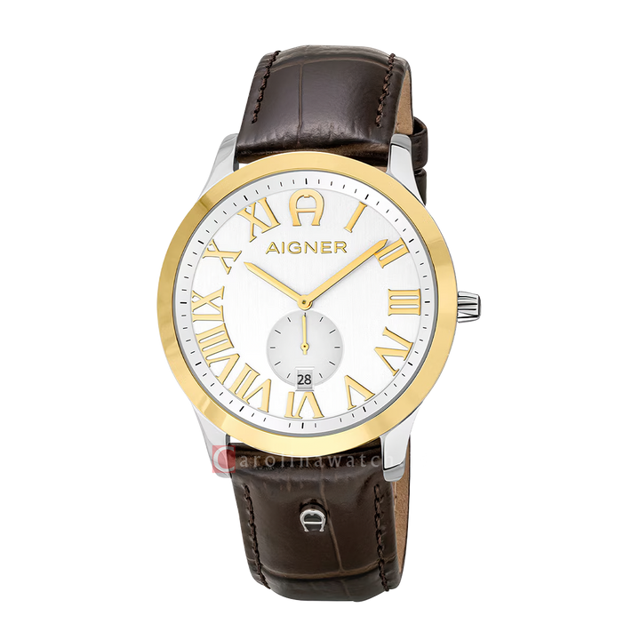 Jam Tangan AIGNER Treviso A44124 Men White Dial Black Leather Strap