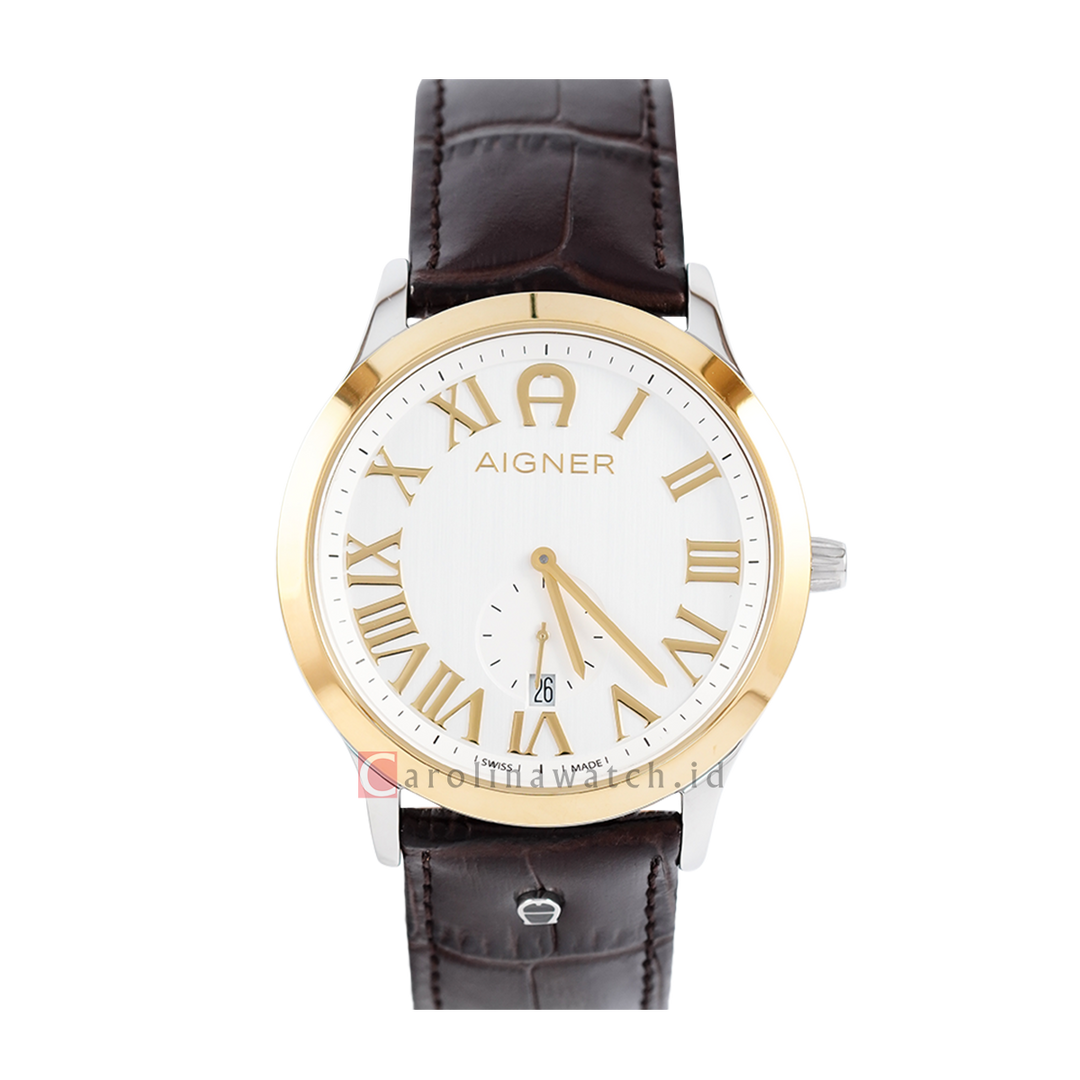 Jam Tangan AIGNER Treviso A44124 Men White Dial Black Leather Strap