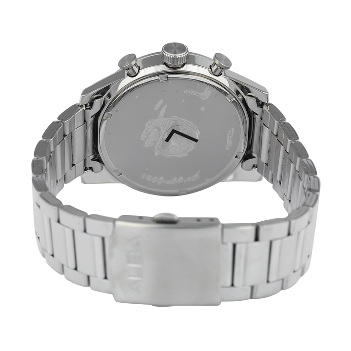 Jam Tangan ALBA Signa A4B001X1 Men Chronograph Black + White Dial Stainless Steel Strap