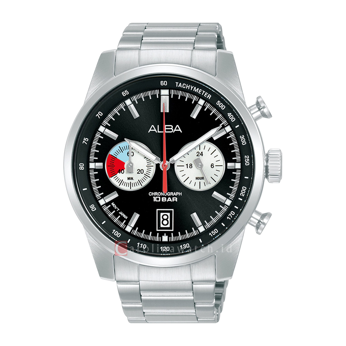 Jam Tangan ALBA Signa A4B001X1 Men Black + White Dial Stainless Steel ...