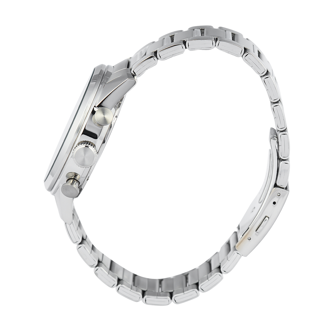 Jam Tangan ALBA Signa A4B009X1 Men Chronograph Silver White + Black Dial Stainless Steel Strap