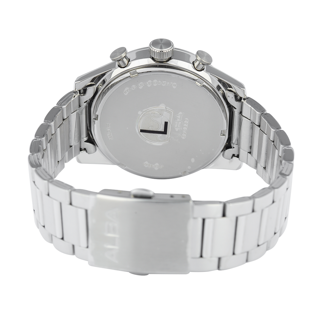 Jam Tangan ALBA Signa A4B009X1 Men Chronograph Silver White + Black Dial Stainless Steel Strap