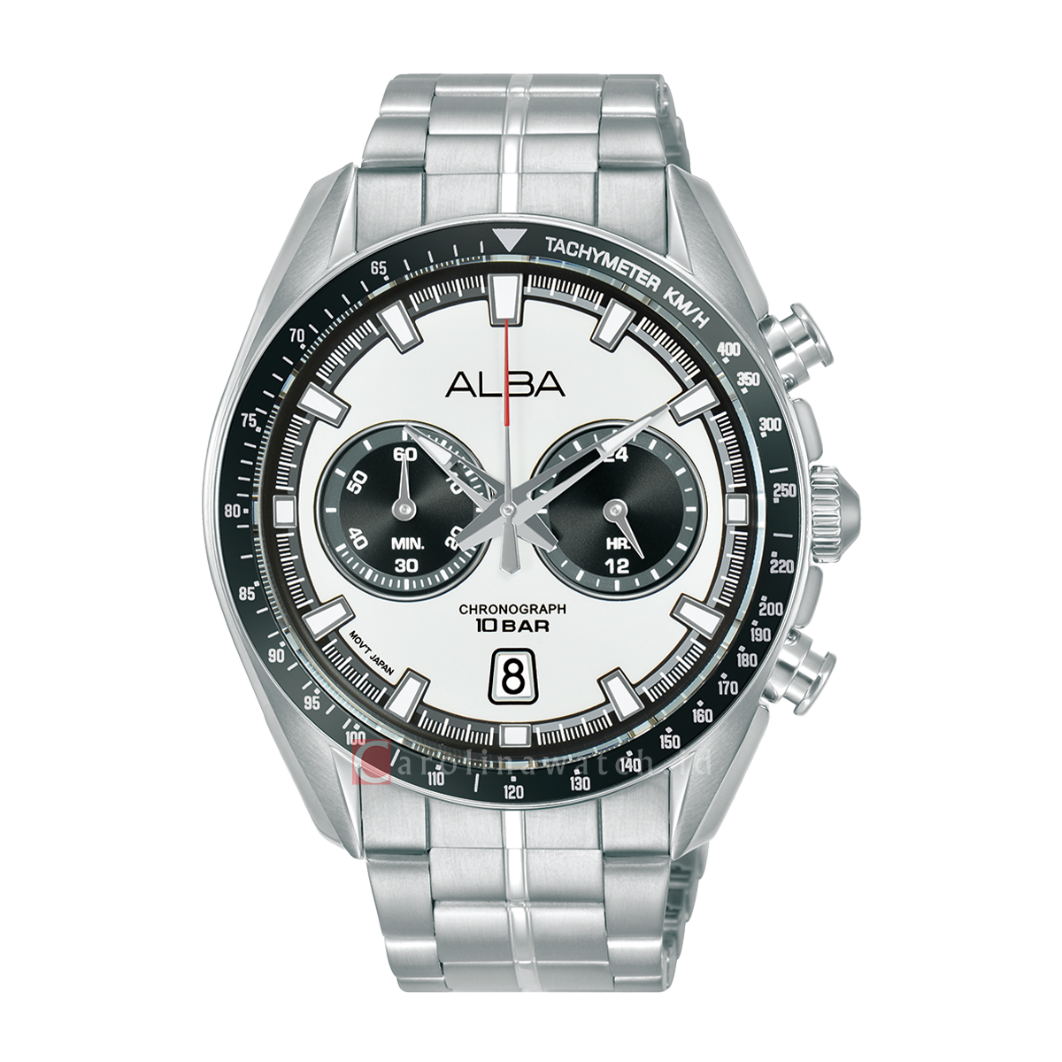 Jam Tangan ALBA Signa A4B023X1 Men Silver White + Black Dial Stainless ...