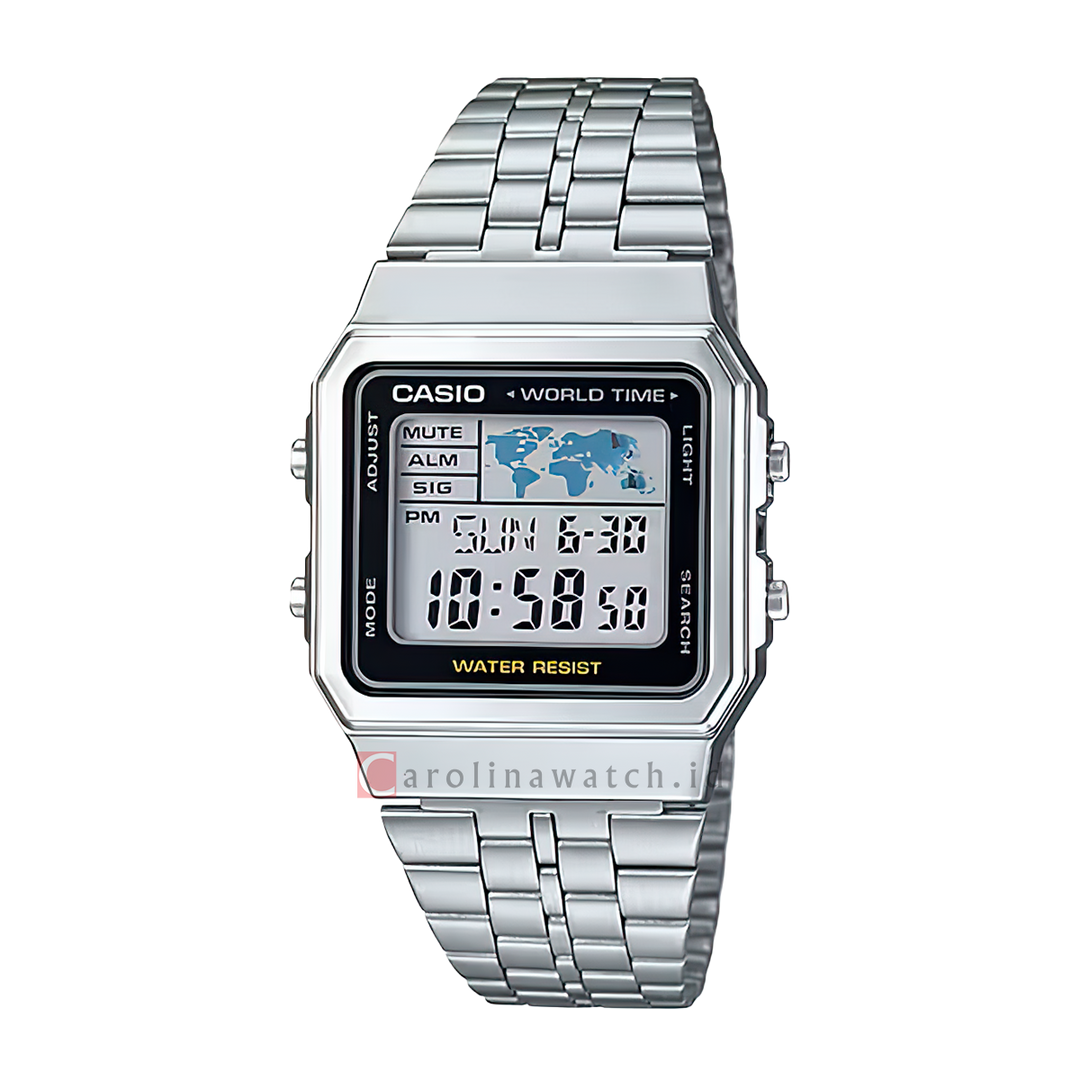 Jam Tangan Casio Vintage A500WA-1D Women Digital Dial Stainless Steel Strap