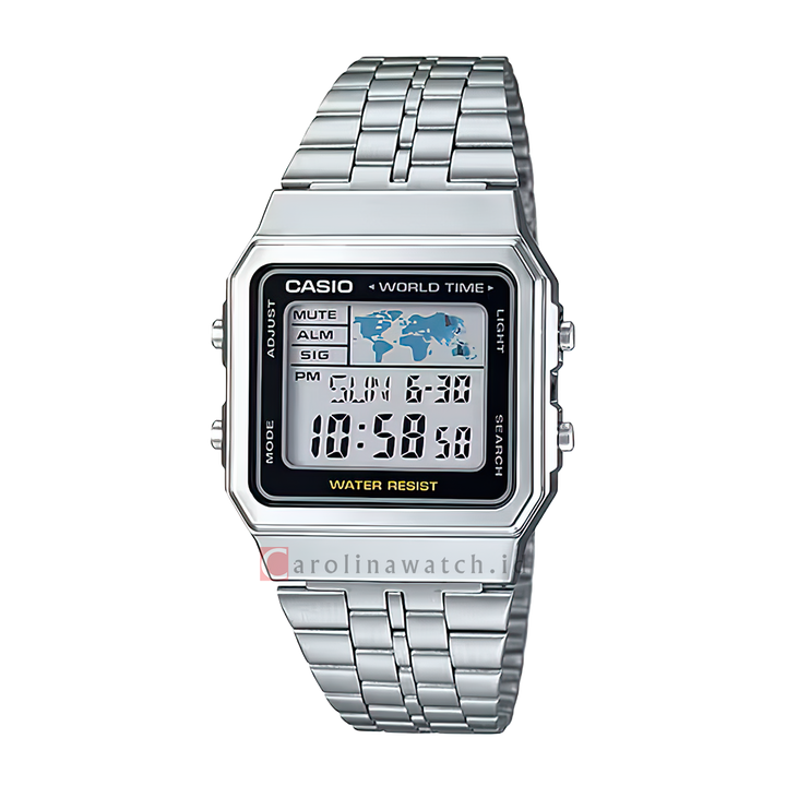 Jam Tangan Casio Vintage A500WA-1D Women Digital Dial Stainless Steel Strap