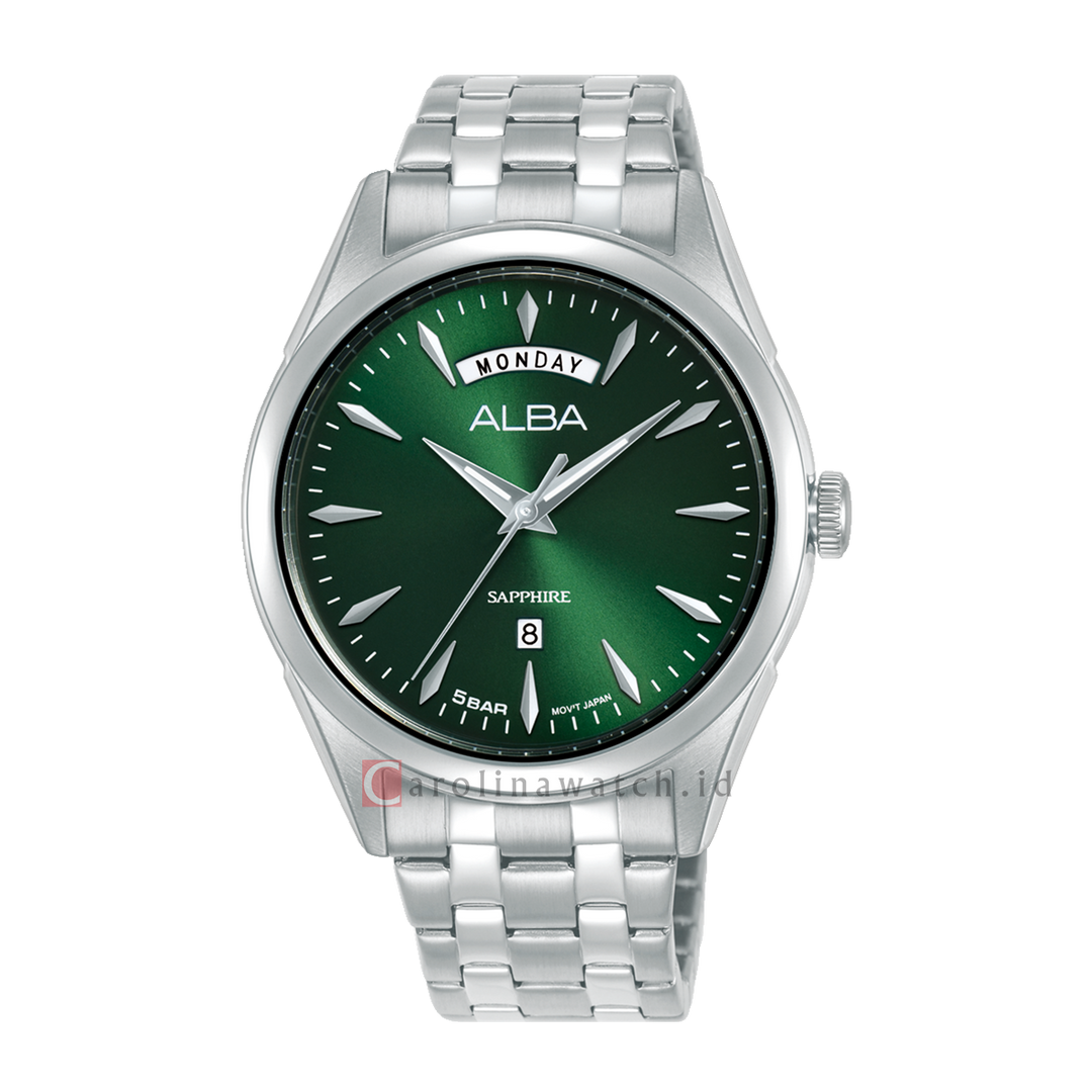 Jam Tangan Alba A6B007X1 Men Green Dial Stainless Steel Strap