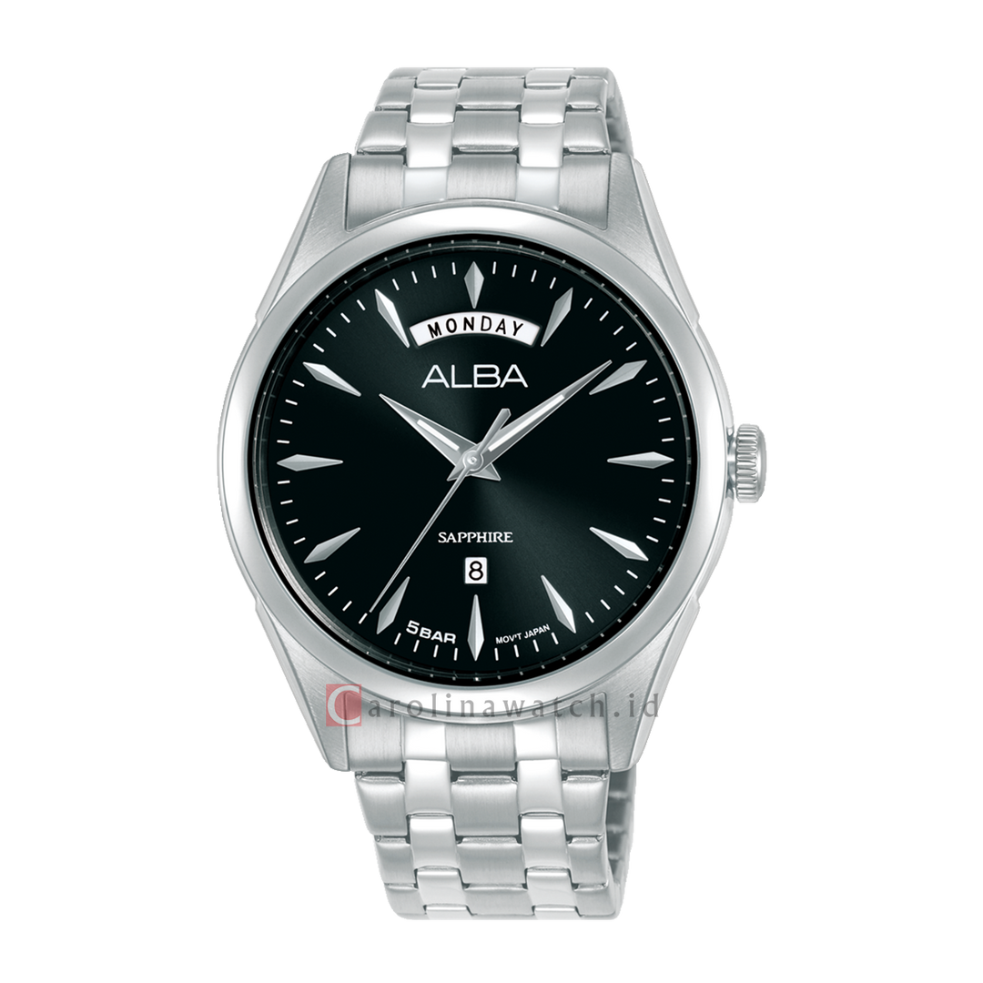 Jam Tangan Alba A6B009X1 Men Black Dial Stainless Steel Strap
