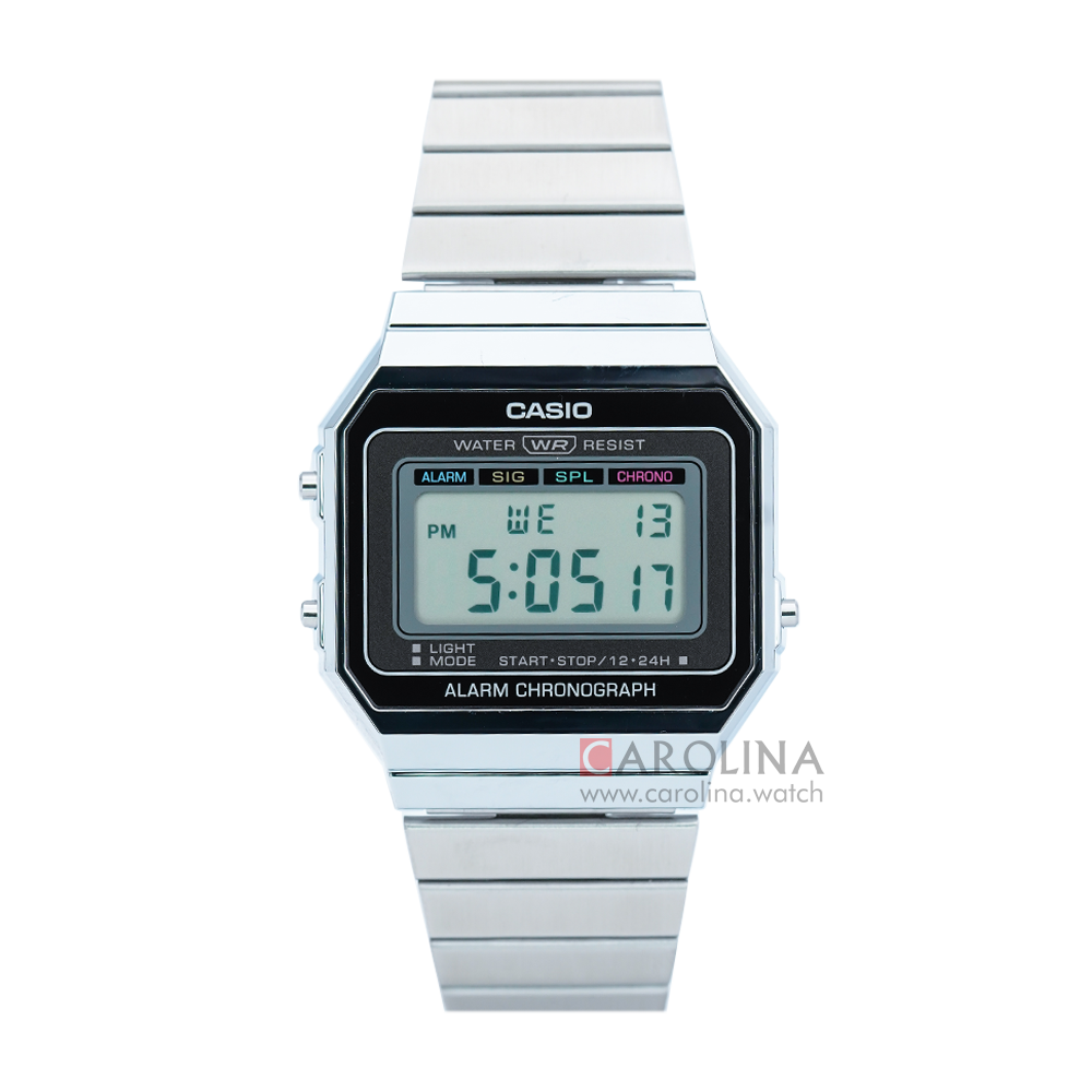 Jam Tangan Casio General A700W-1A Unisex Digital Dial Stainless Steel Band