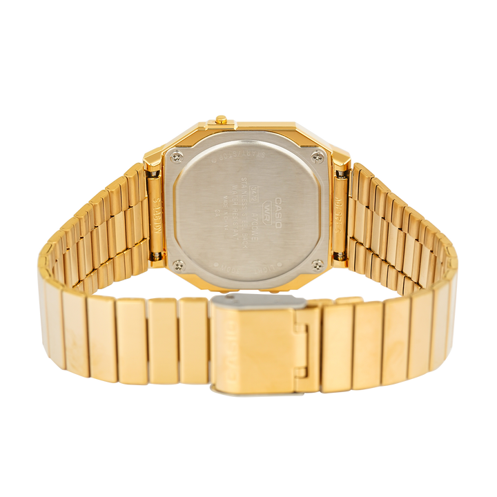 Jam Tangan Casio General A700WEVG-9A Unisex Digital Dial Gold Stainless Steel Band