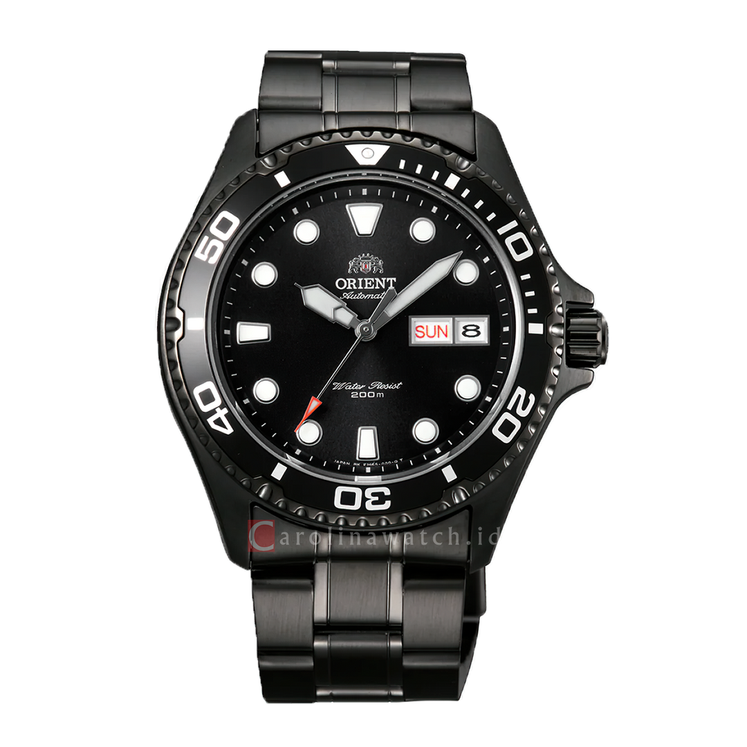 Jam Tangan Orient AA02003B Men Black Dial Black Stainless Steel Strap