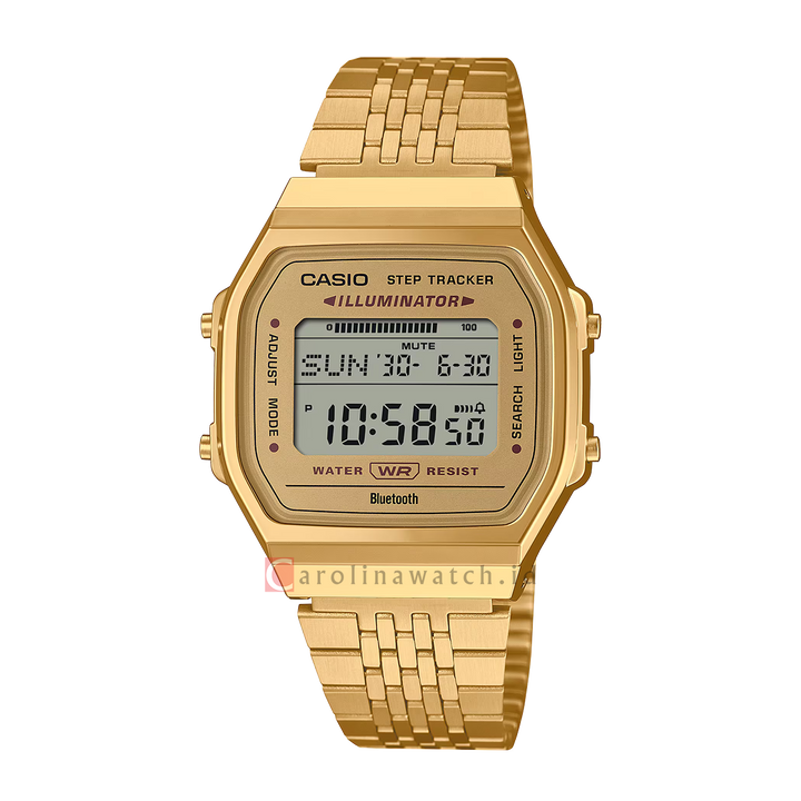 Jam Tangan Casio Vintage ABL-100WEG-9A Unisex Smartphone Link Digital Dial Gold Stainless Steel Band