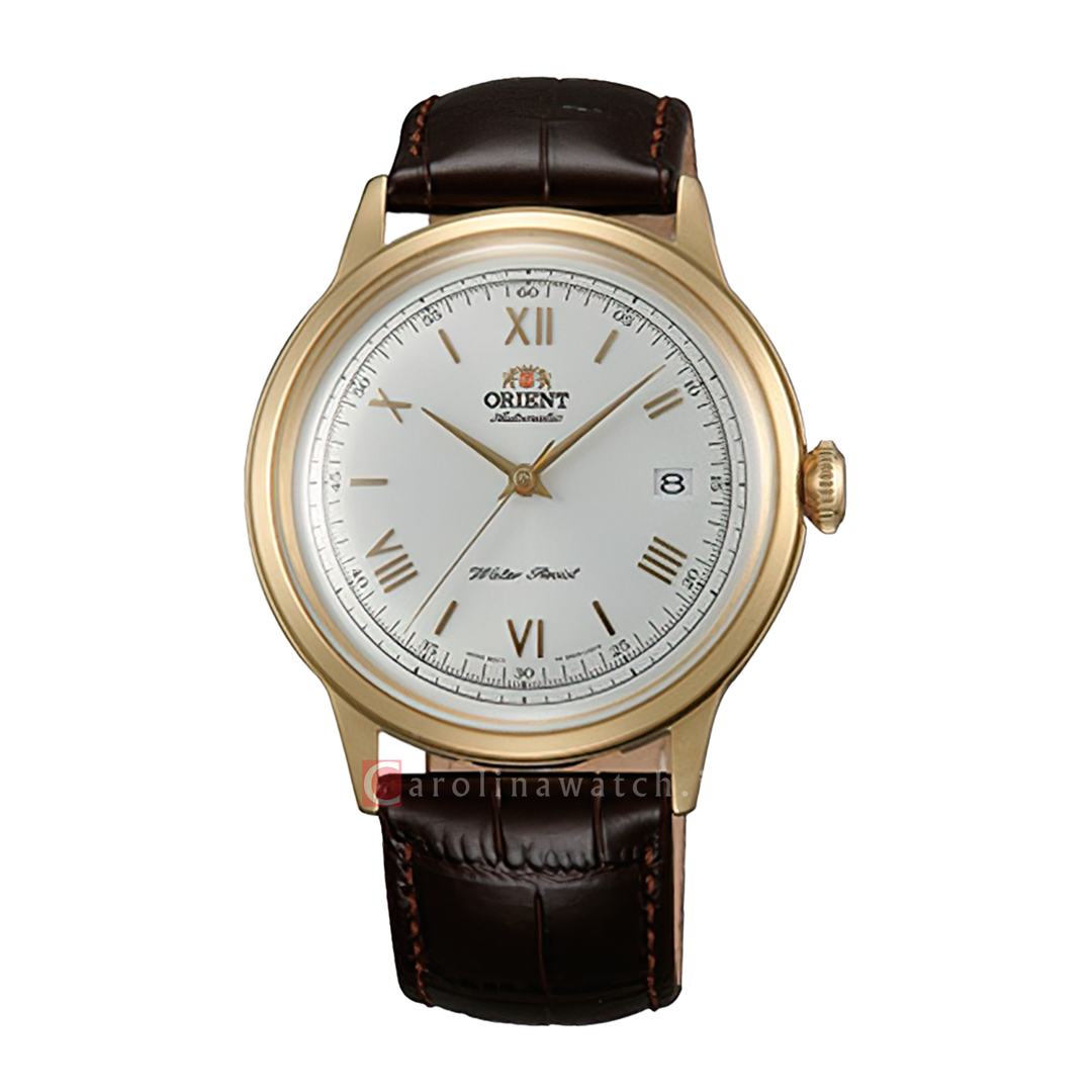 Jam Tangan Orient Classic Bambino AC00007W Men Silver White Dial Brown Leather Strap