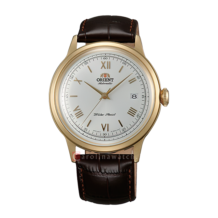 Jam Tangan Orient Classic Bambino AC00007W Men Silver White Dial Brown Leather Strap