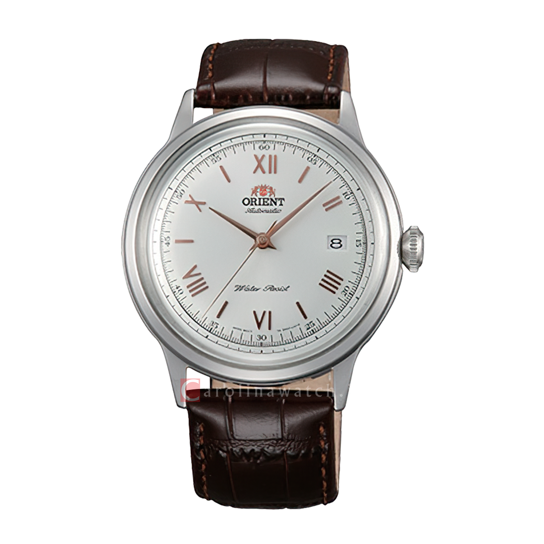 Jam Tangan Orient Classic Bambino AC00008W Men Silver Dial Brown Leather Strap
