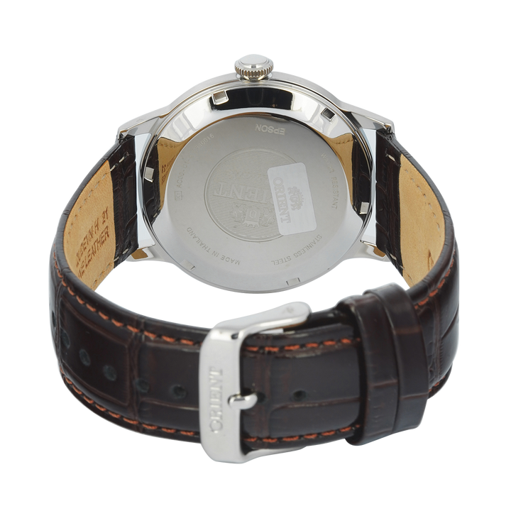 Jam Tangan Orient Classic Bambino AC00009W Men Silver Dial Black Leather Strap