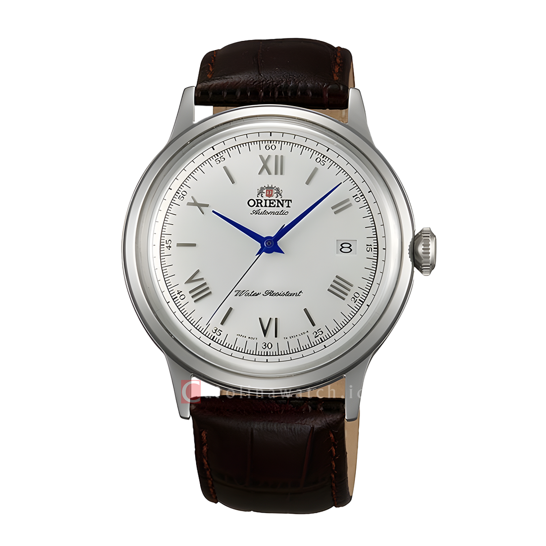 Jam Tangan Orient Classic Bambino AC00009W Men Silver Dial Black Leather Strap