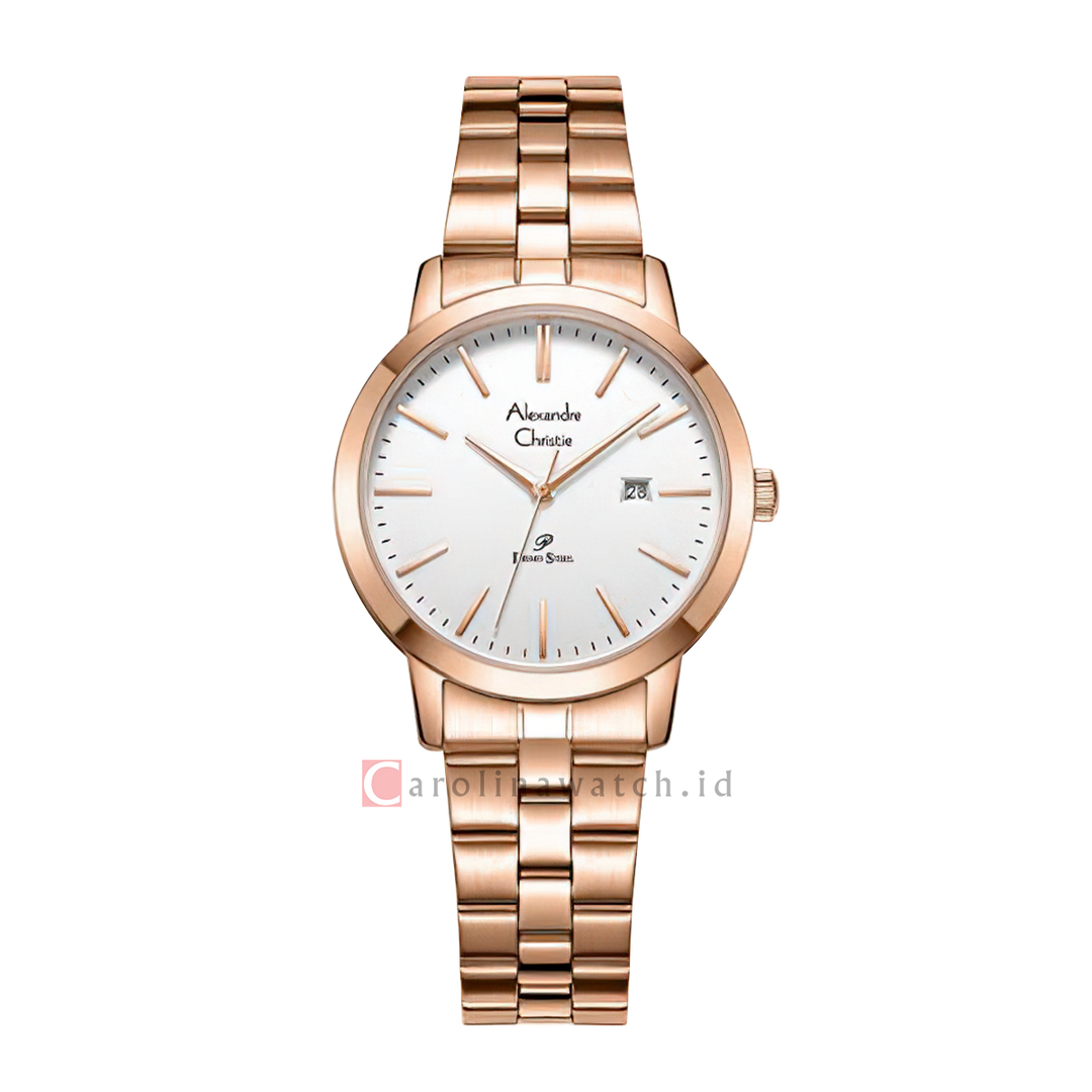 Jam Tangan Alexandre Christie Primo Steel AC 1007 LDBRGSL Women Silver Dial Rose Gold Stainless Steel Strap