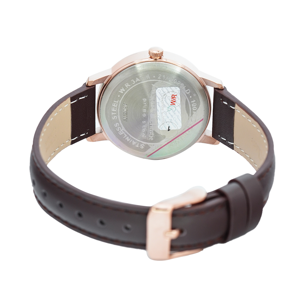 Jam Tangan Alexandre Christie Primo Steel AC 1007 LDLRGBO Women Brown Dial Brown Leather Strap
