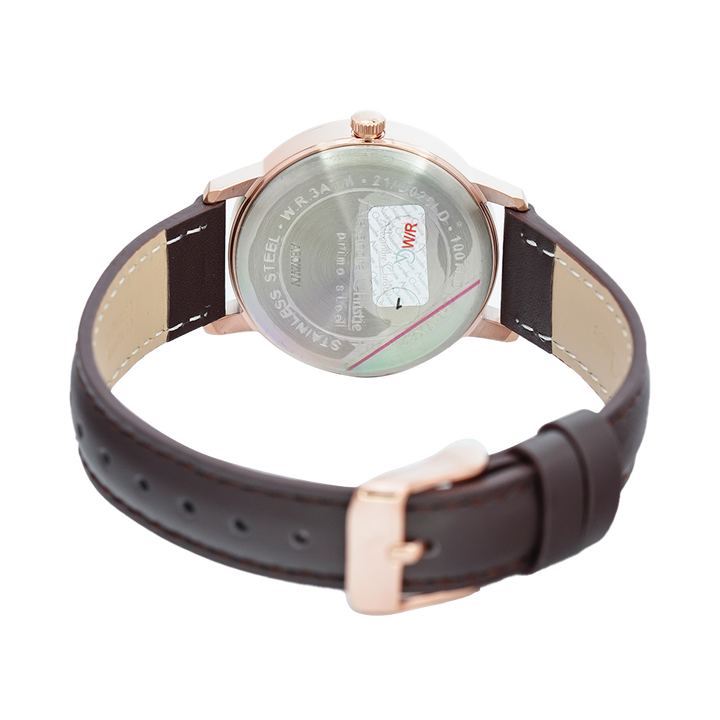 Jam Tangan Alexandre Christie Primo Steel AC 1007 LDLRGBO Women Brown Dial Brown Leather Strap