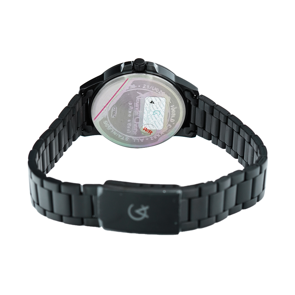 Jam Tangan Alexandre Christie Primo Steel AC 1008 LDBIPBARG Women Black Dial Black Stainless Steel Strap